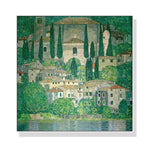 Wall Art 90cmx90cm Kirche In Cassone by Gustav Klimt White Frame Canvas - Home & Garden > Wall Art