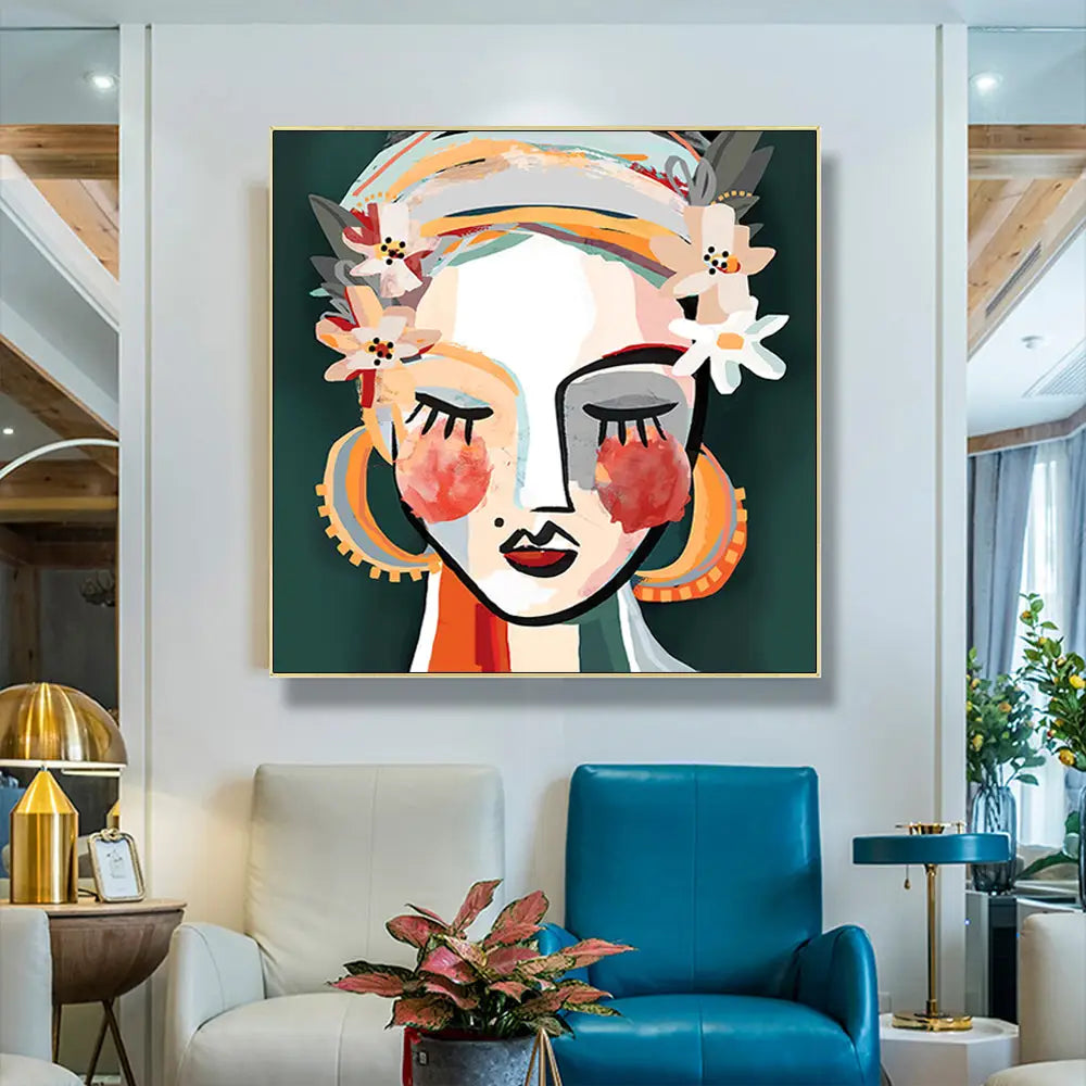 Wall Art 90cmx90cm Sophie II Gold Frame Canvas - Home & Garden > Wall Art