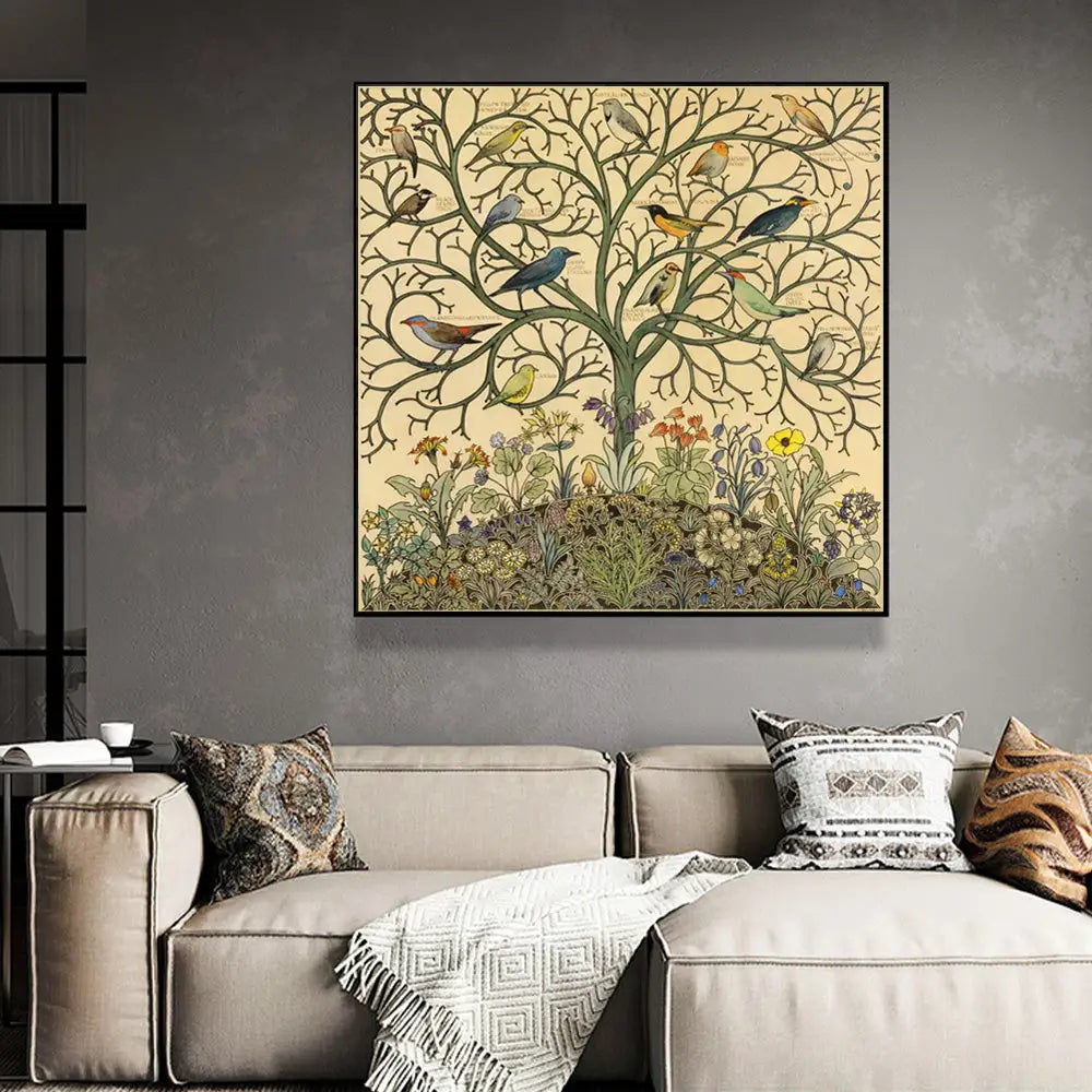 Wall Art 90cmx90cm Tree Of Life Black Frame Canvas - Home & Garden > Wall Art