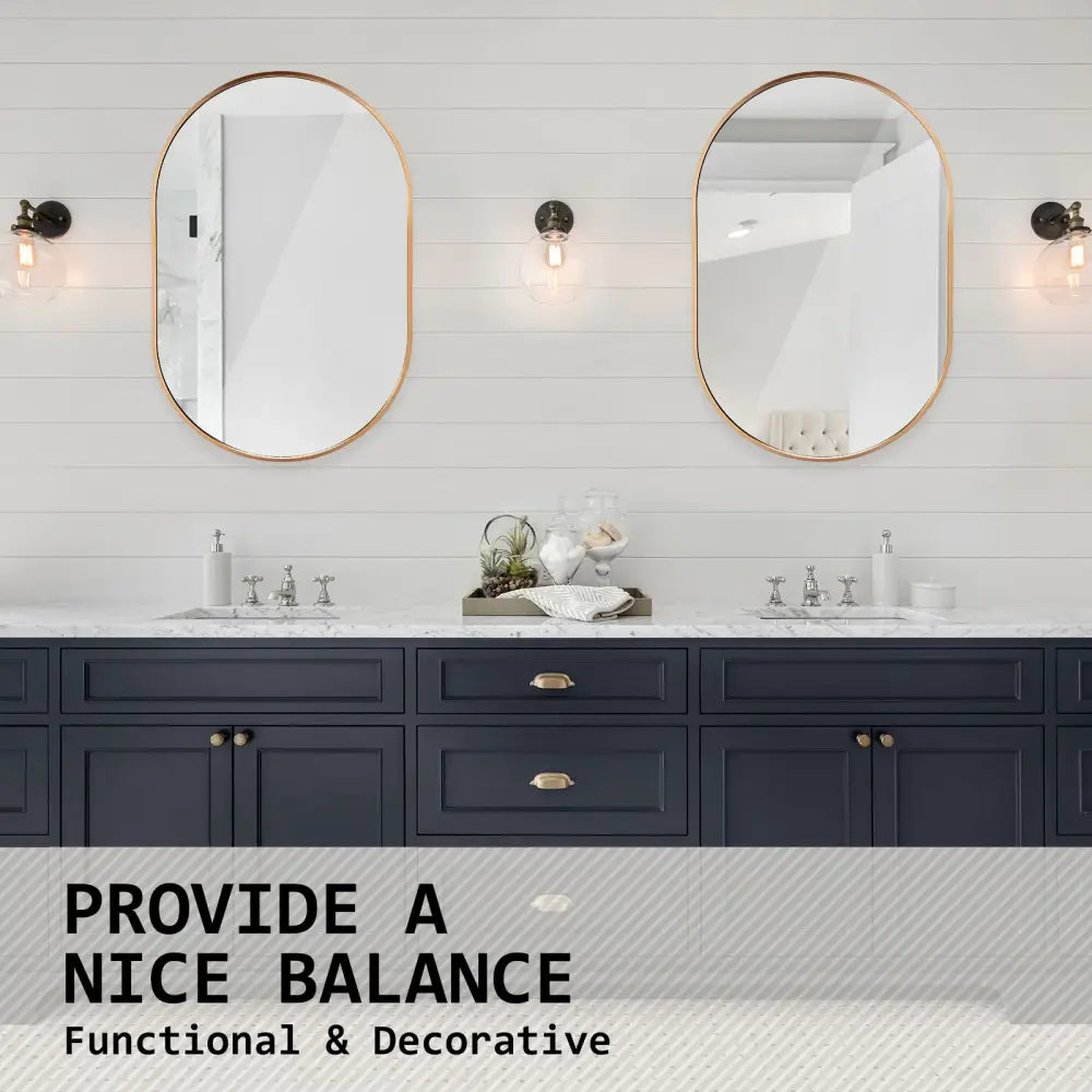 Wall Mirror Oval Aluminum Frame Bathroom 50x75cm GOLD - Home & Garden > Decor > Mirrors