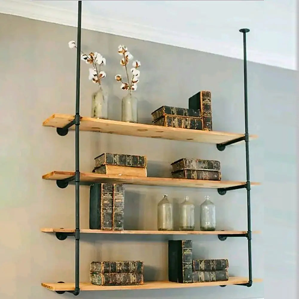 Wall Shelves Display Bookshelf Industrial DIY Pipe Shelf Rustic Brackets - Furniture > Office