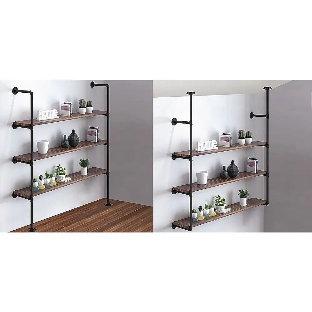 Wall Shelves Display Bookshelf Industrial DIY Pipe Shelf Rustic Brackets - Furniture > Office
