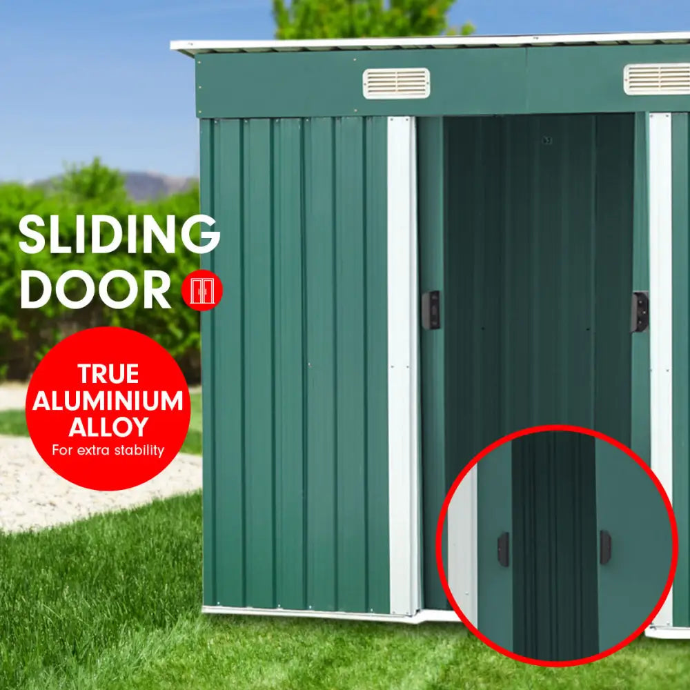 Wallaroo Garden Shed Flat 4ft x 6ft Outdoor Storage Shelter - Green - Home & Garden > Storage