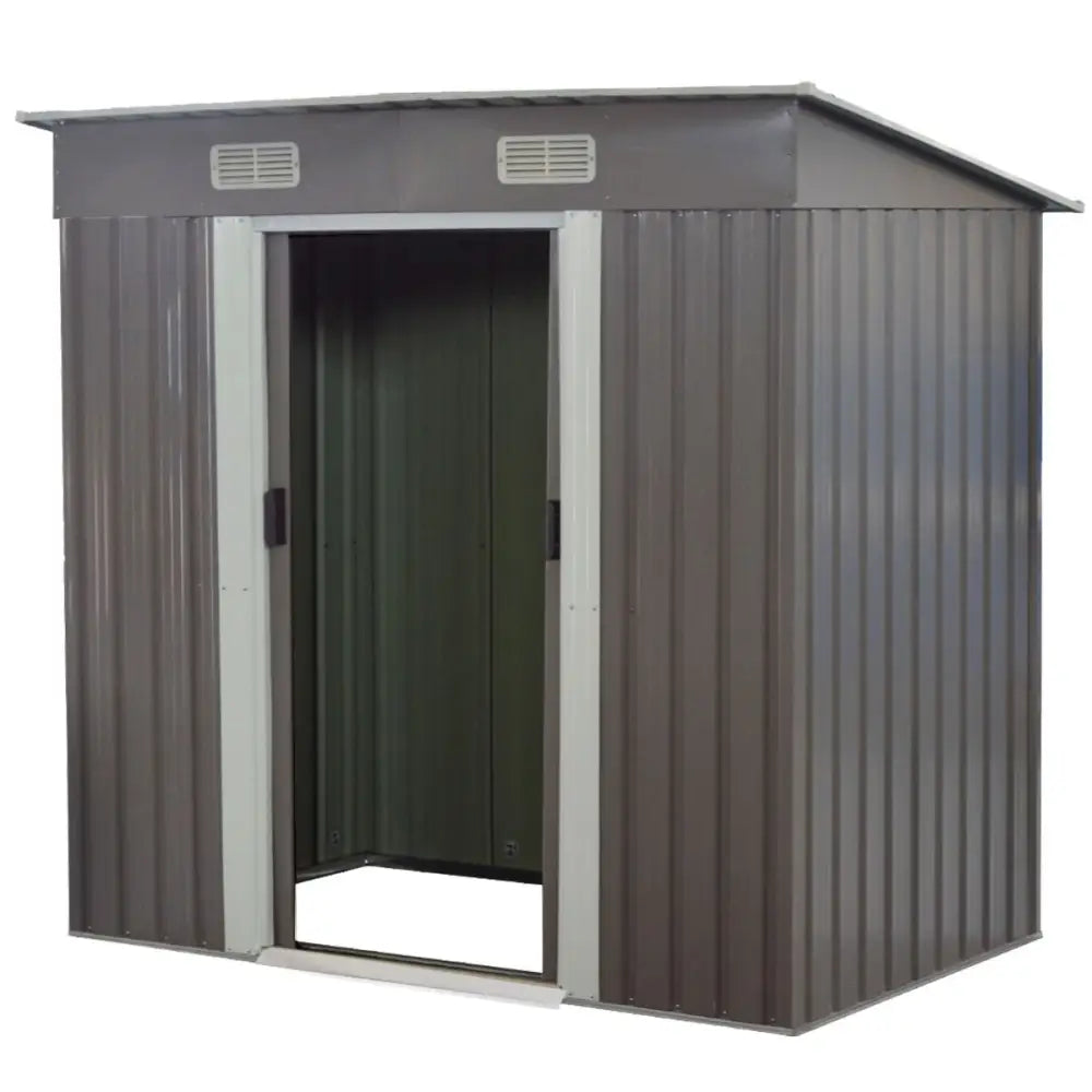 Wallaroo Garden Shed Flat 4ft x 6ft Outdoor Storage Shelter - Grey - Home & Garden > Storage