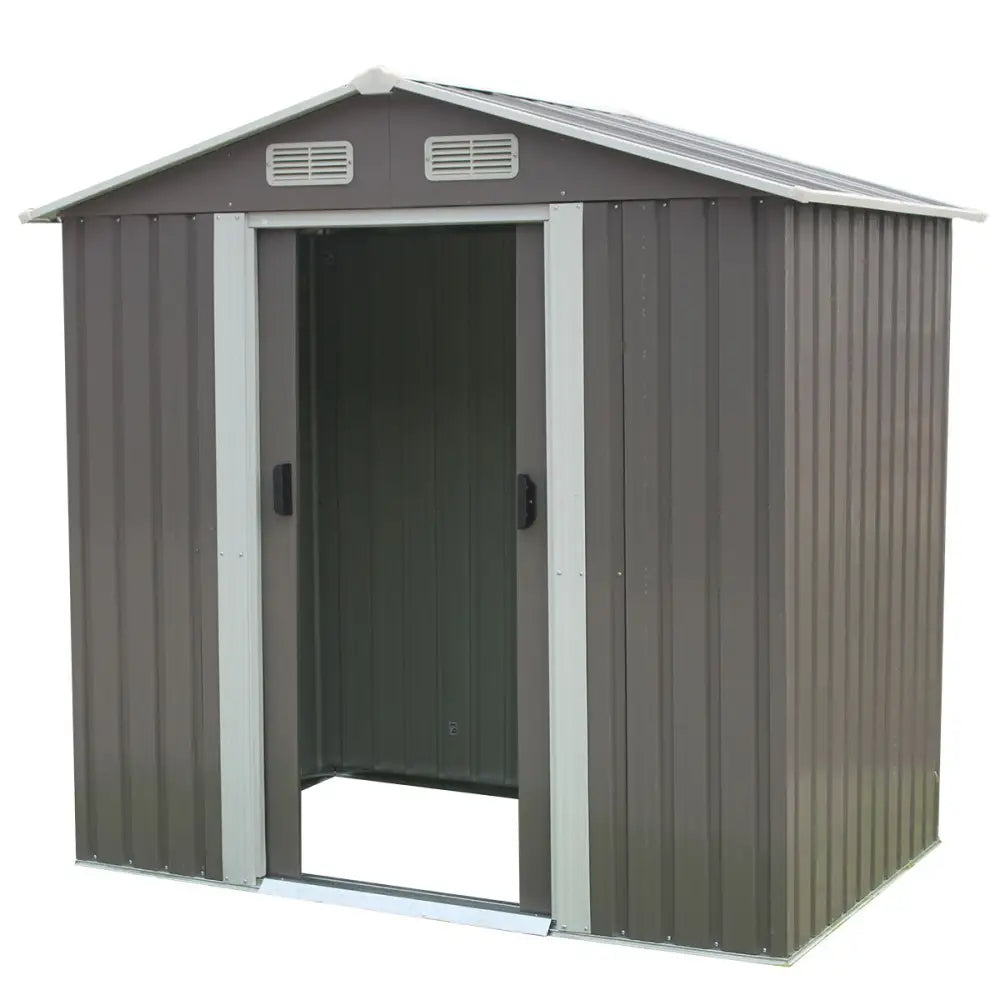 Wallaroo Garden Shed Spire Roof 4ft x 6ft Outdoor Storage Shelter - Grey - Home & Garden > Storage