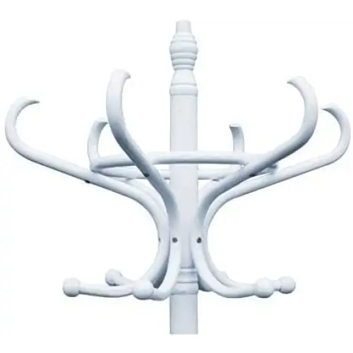 White Coat Rack with Stand Wooden Hat and 12 Hooks Hanger Walnut tree - Furniture > Living Room