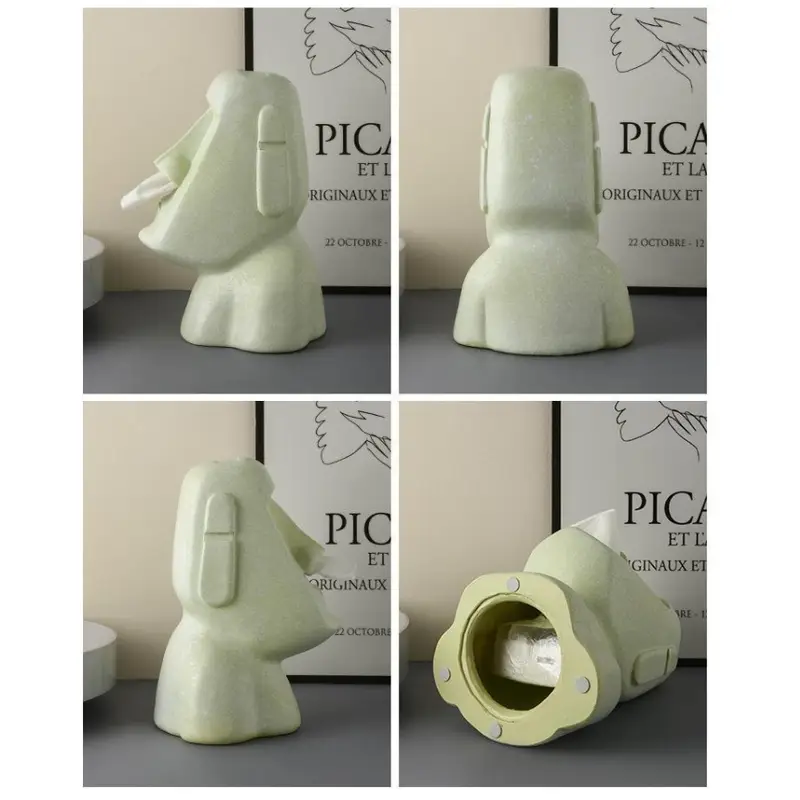 White Creative Moai Tissue Holder - Fun and Unique Decorative Dispenser - Home & Garden > Bathroom Accessories > Toilet