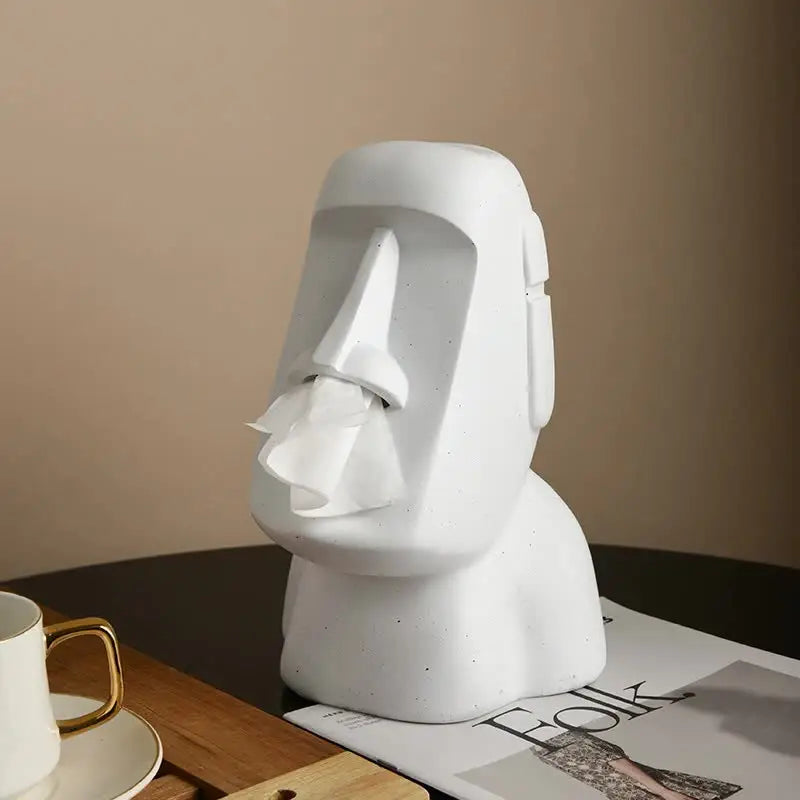 White Creative Moai Tissue Holder - Fun and Unique Decorative Dispenser - Home & Garden > Bathroom Accessories > Toilet