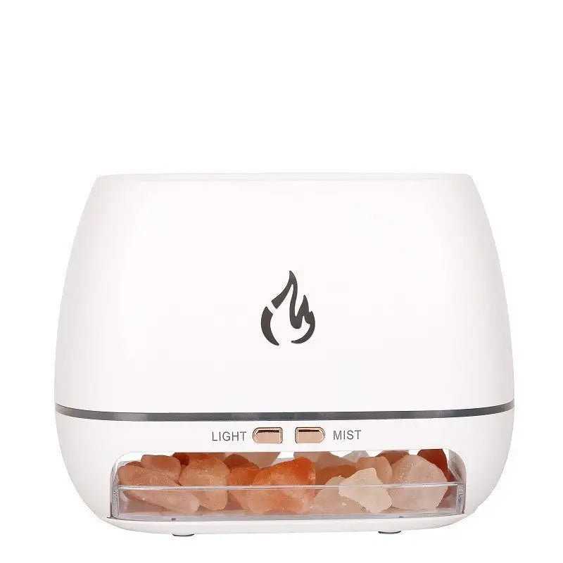 White LED Flame Aromatherapy Diffuser with Humidifier - Ambient Light Essential Oil Diffuser - Appliances > Aroma