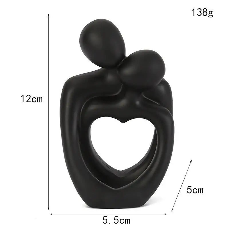 White Romantic Couple Figurine with Heart Design - Modern Minimalist Decorative Statue - Home & Garden > Decor > Vases