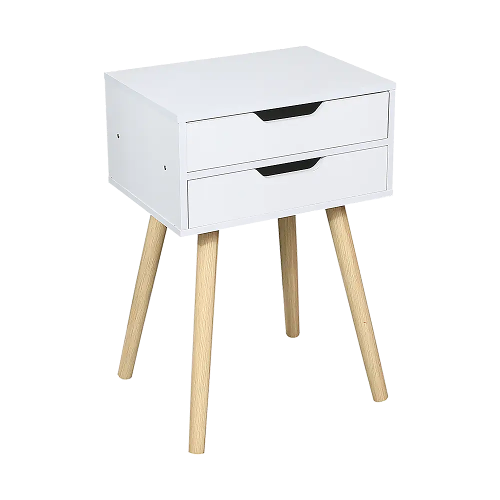 Wooden Bedside Table 2 Drawers Cabinet Storage Tall Night Stand - Furniture > Office