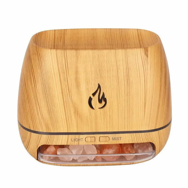 Wooden LED Flame Aromatherapy Diffuser with Humidifier - Ambient Light Essential Oil Diffuser - Appliances > Aroma