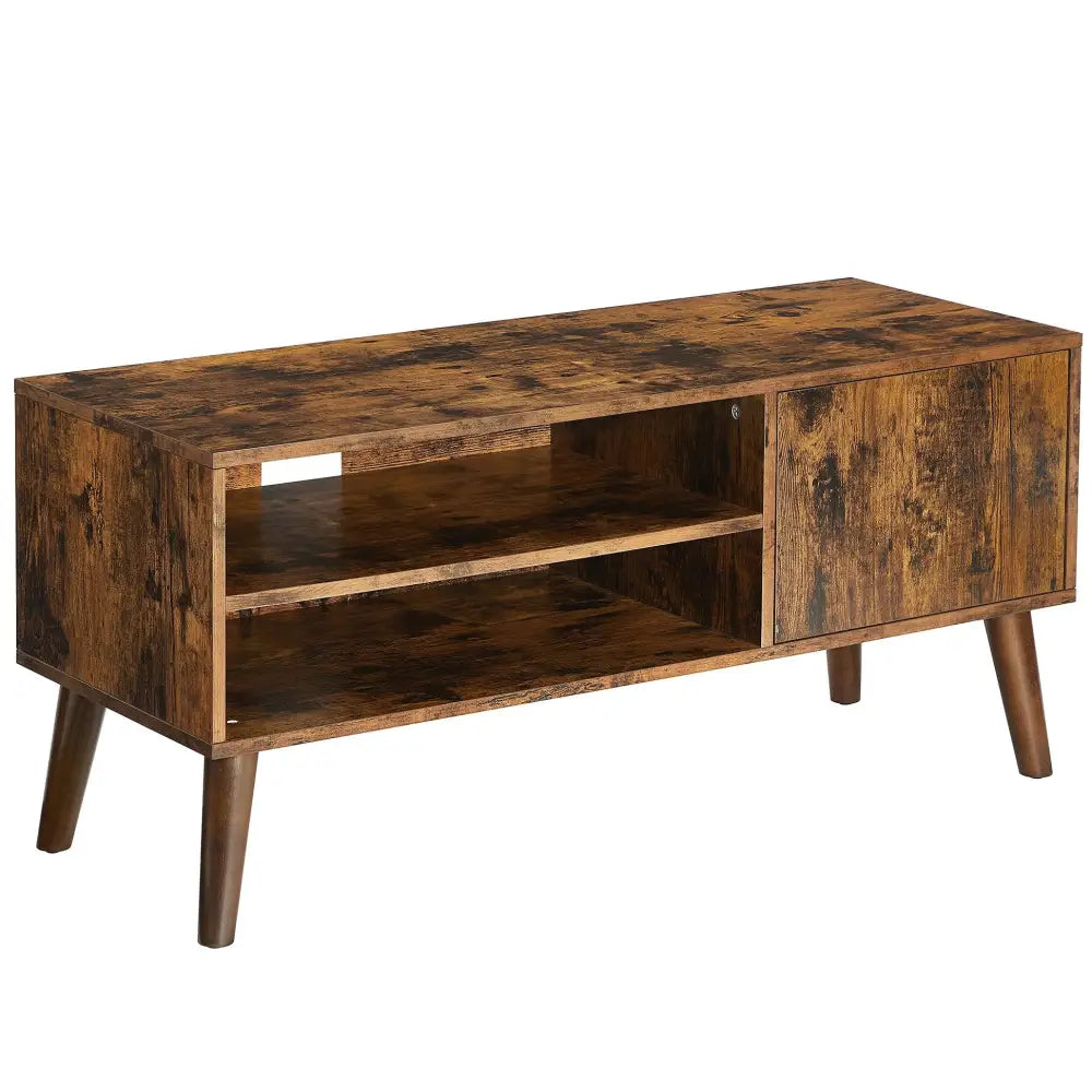 Wooden Look TV Console Stand With Storage Shelf & Cupboard - Furniture > Living Room