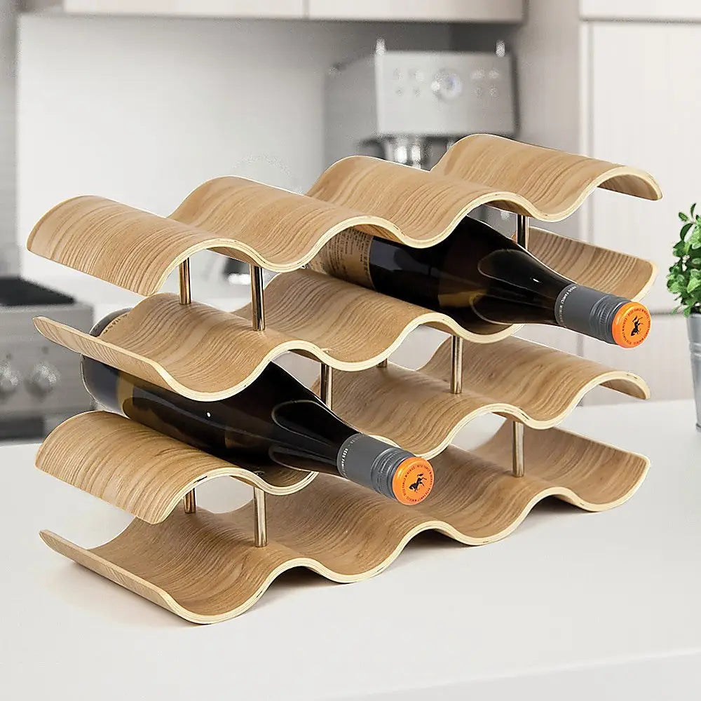 Wooden Wave Wine Rack/Creative Home Grape Wine Holder Shelf Cabinet/Bottle Rack - Home & Garden > Kitchenware