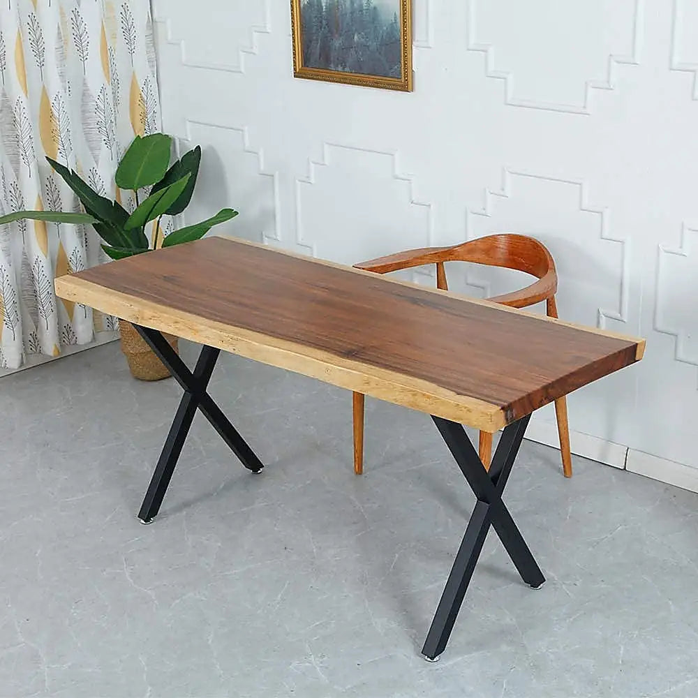 X-Shaped Table Bench Desk Legs Retro Industrial Design Fully Welded - Black - Furniture > Office