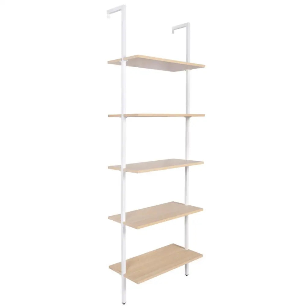 YES4HOMES Industrial Ladder Shelf Wood Wall-Mounted Bookcase Storage Rack Shelves Display - Furniture > Living Room