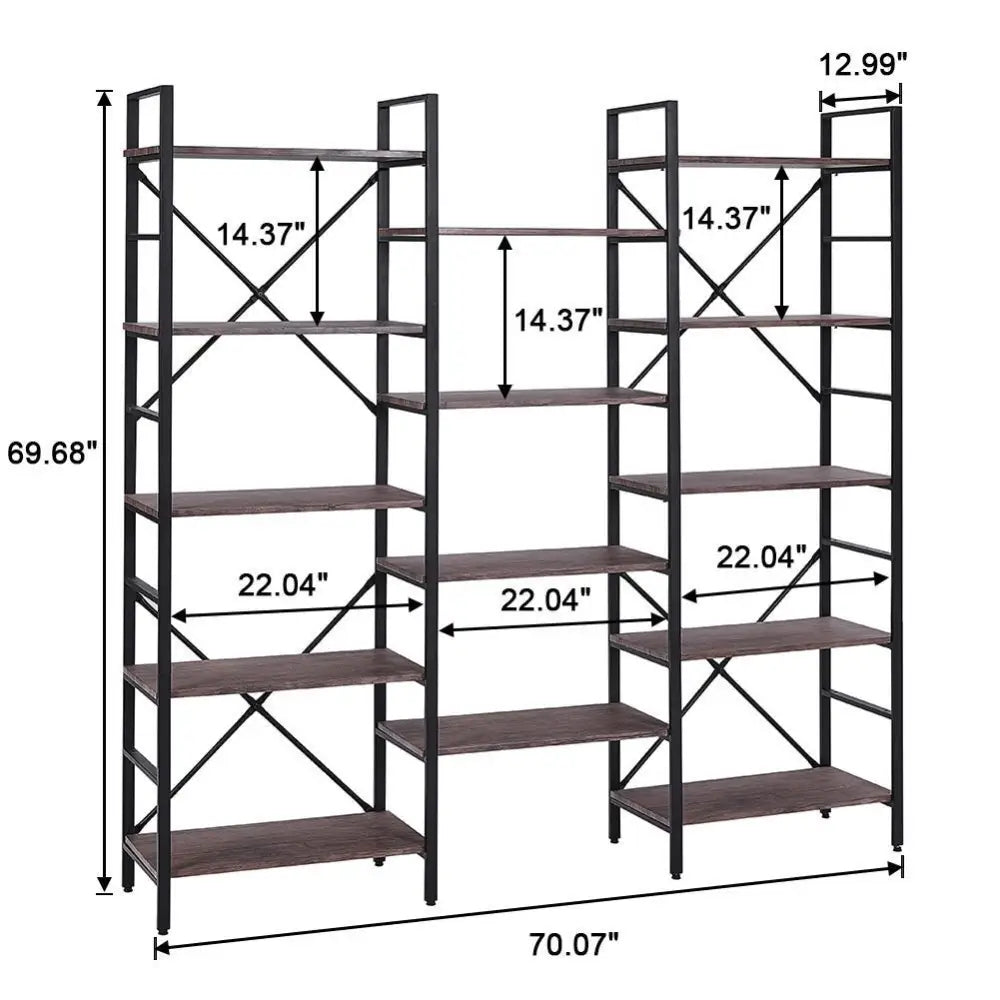 YES4HOMES Industrial Vintage Shelf Bookshelf Wood and Metal Bookcase Furniture for Home & Office - Furniture > Office