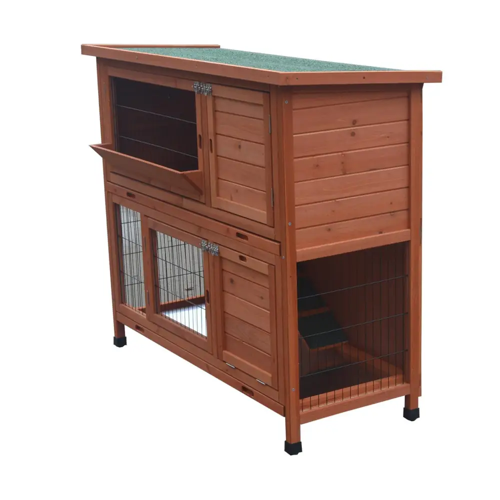YES4PETS 120cm XL Double Storey Rabbit Hutch Guinea Pig Cage Ferret cage Cat W Pull Out Tray - Pet Care > Coops &