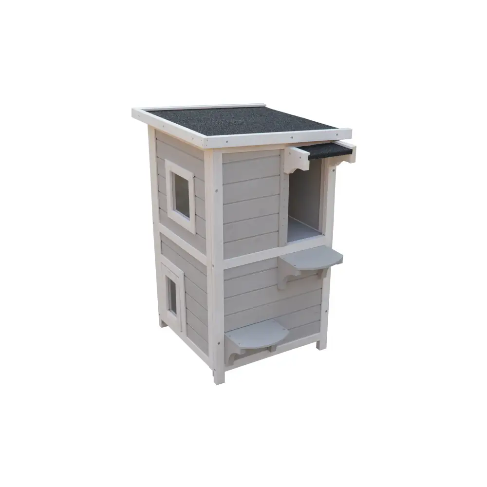 YES4PETS 2 Story Cat Shelter Condo with Escape Door Rainproof Kitty House - Pet Care > Cat Supplies > Cat Furniture