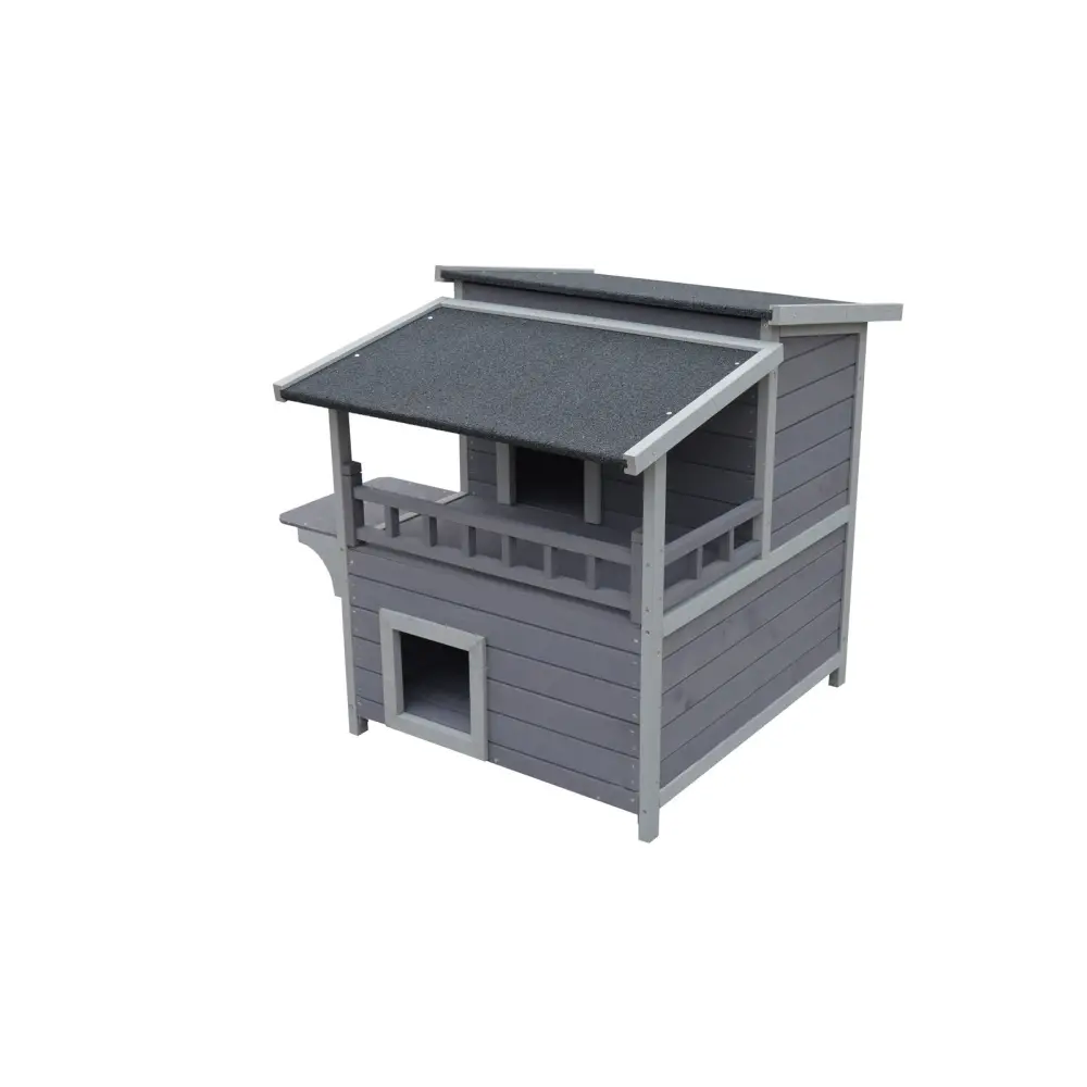 YES4PETS 2 Story Cat Shelter Condo with Escape Door Rainproof Kitty House - Pet Care > Cat Supplies > Cat Furniture