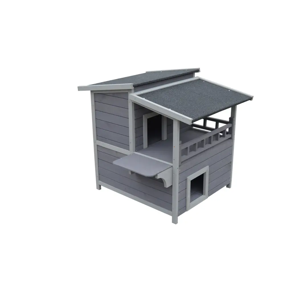 YES4PETS 2 Story Cat Shelter Condo with Escape Door Rainproof Kitty House - Pet Care > Cat Supplies > Cat Furniture
