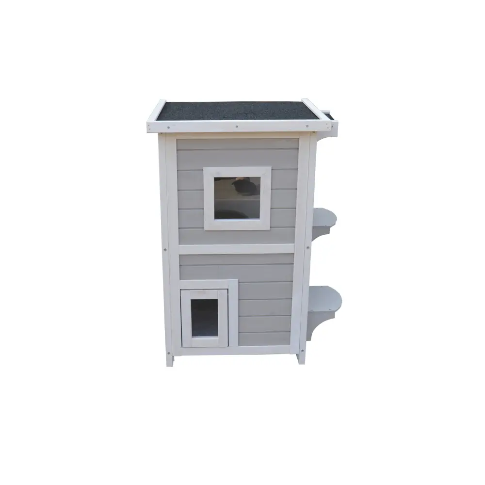 YES4PETS 2 Story Cat Shelter Condo with Escape Door Rainproof Kitty House - Pet Care > Cat Supplies > Cat Furniture