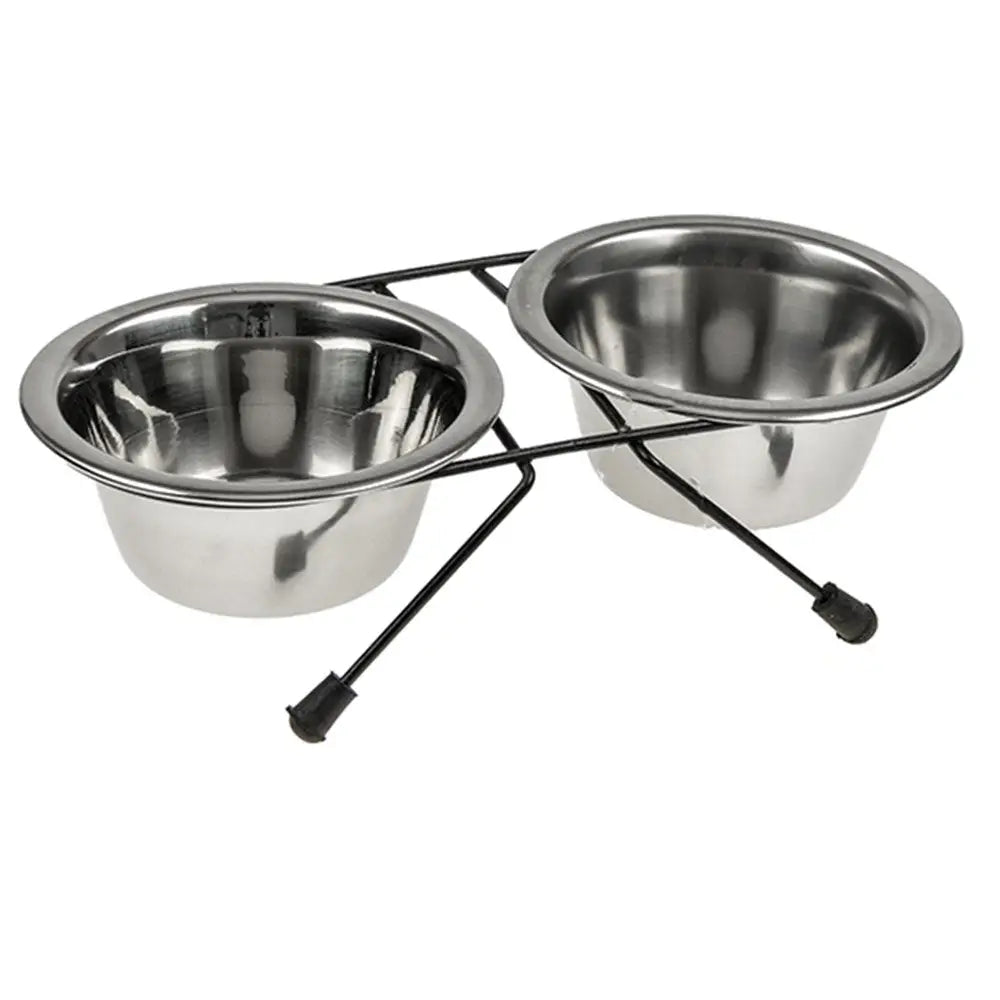 YES4PETS 2 x Sets Small Portable Dog Cat Steel Pet Bowl Water Bowls Feeder - Pet Care > Dog Supplies > Dog Bowls