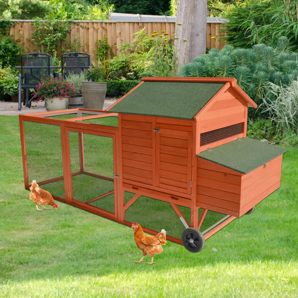 YES4PETS 248 cm XL Chicken Coop Rabbit Hutch Ferret Hen Guinea Pig House With Wheels - Pet Care > Coops & Hutches >
