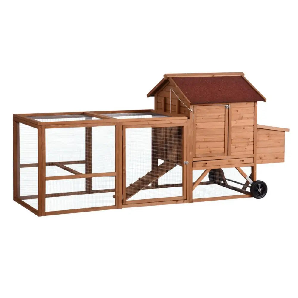 YES4PETS 248 cm XL Chicken Coop Rabbit Hutch Ferret Hen Guinea Pig House With Wheels - Pet Care > Coops & Hutches >