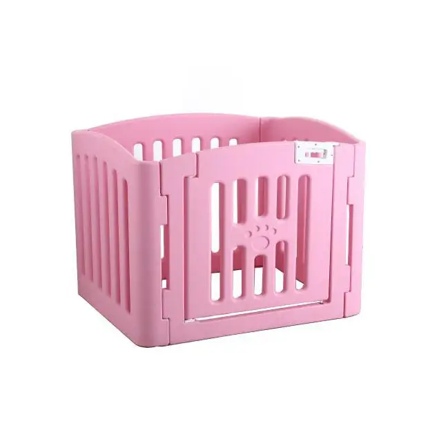YES4PETS 4 Panel Plastic Pet Pen Pet Foldable Fence Dog Fence Enclosure With Gate Pink - Pet Care > Dog Supplies > Dog