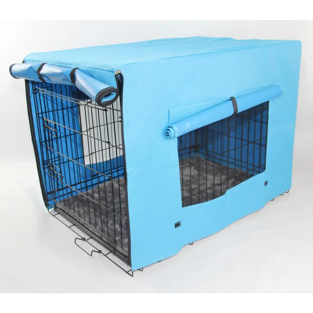 YES4PETS 48’ Portable Foldable Dog Cat Rabbit Collapsible Crate Pet Cage with Cover Mat Blue - Pet Care > Cat