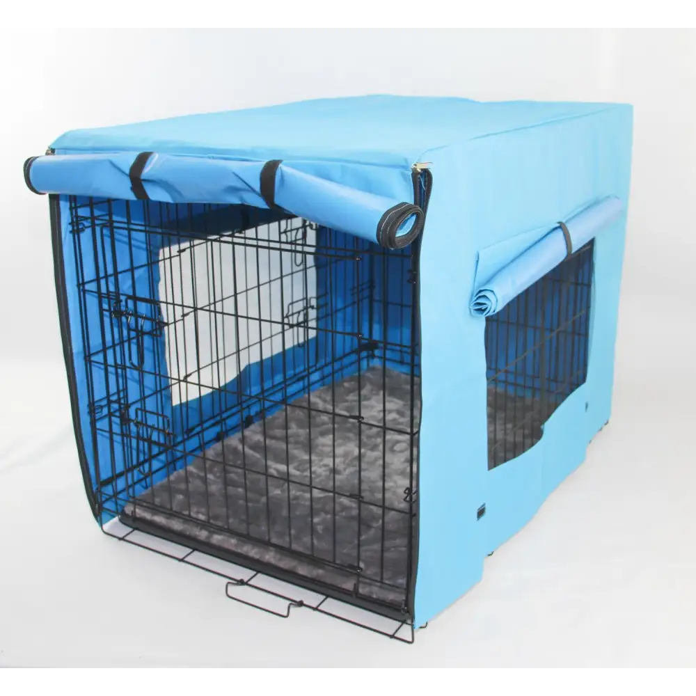 YES4PETS 48’ Portable Foldable Dog Cat Rabbit Collapsible Crate Pet Cage with Cover Mat Blue - Pet Care > Cat