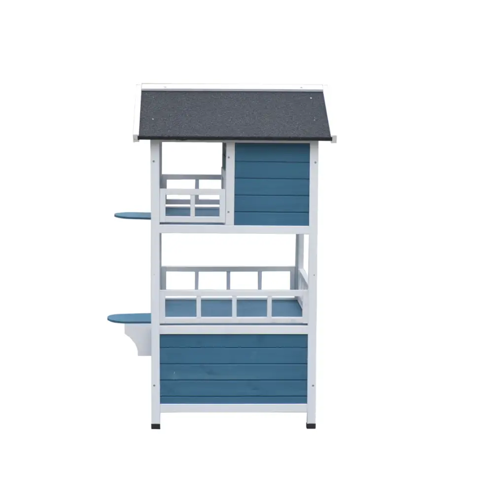 YES4PETS Double Story Cat Shelter Condo with Escape Door Rainproof Kitty House - Pet Care > Cat Supplies > Cat Furniture