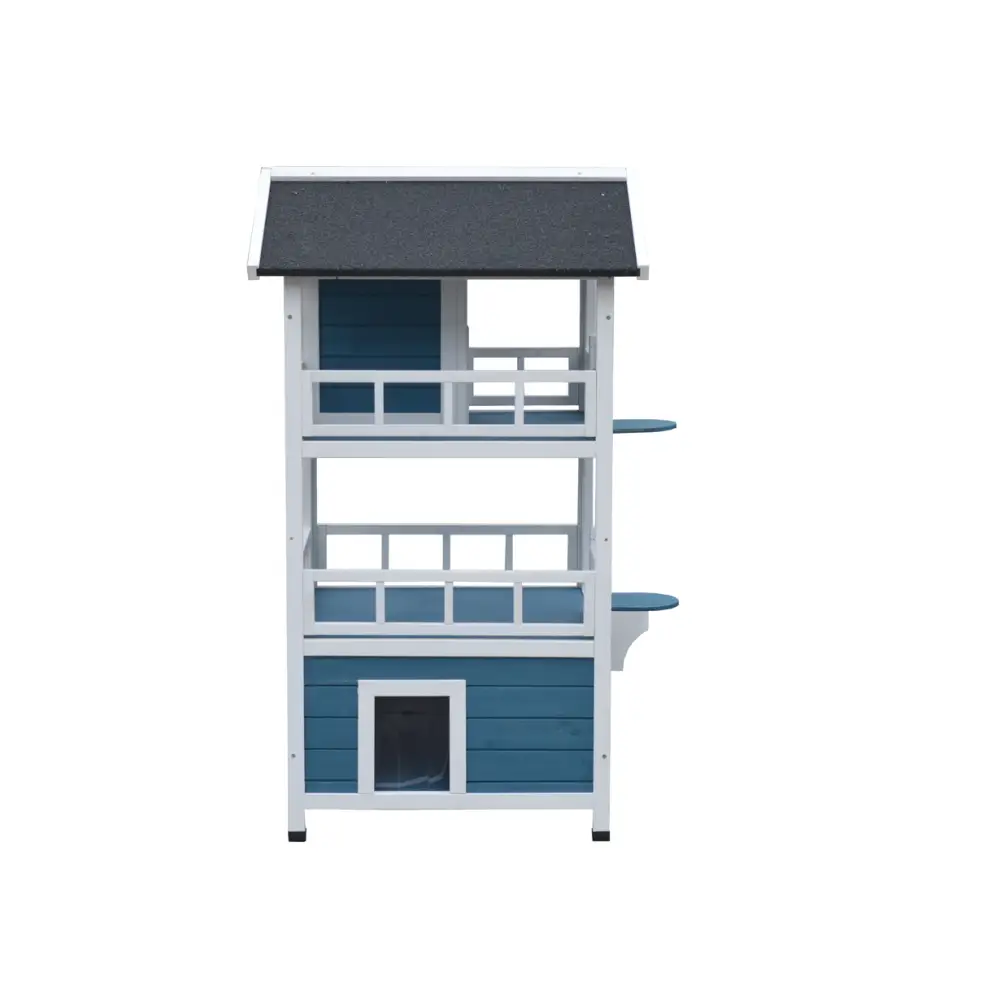 YES4PETS Double Story Cat Shelter Condo with Escape Door Rainproof Kitty House - Pet Care > Cat Supplies > Cat Furniture