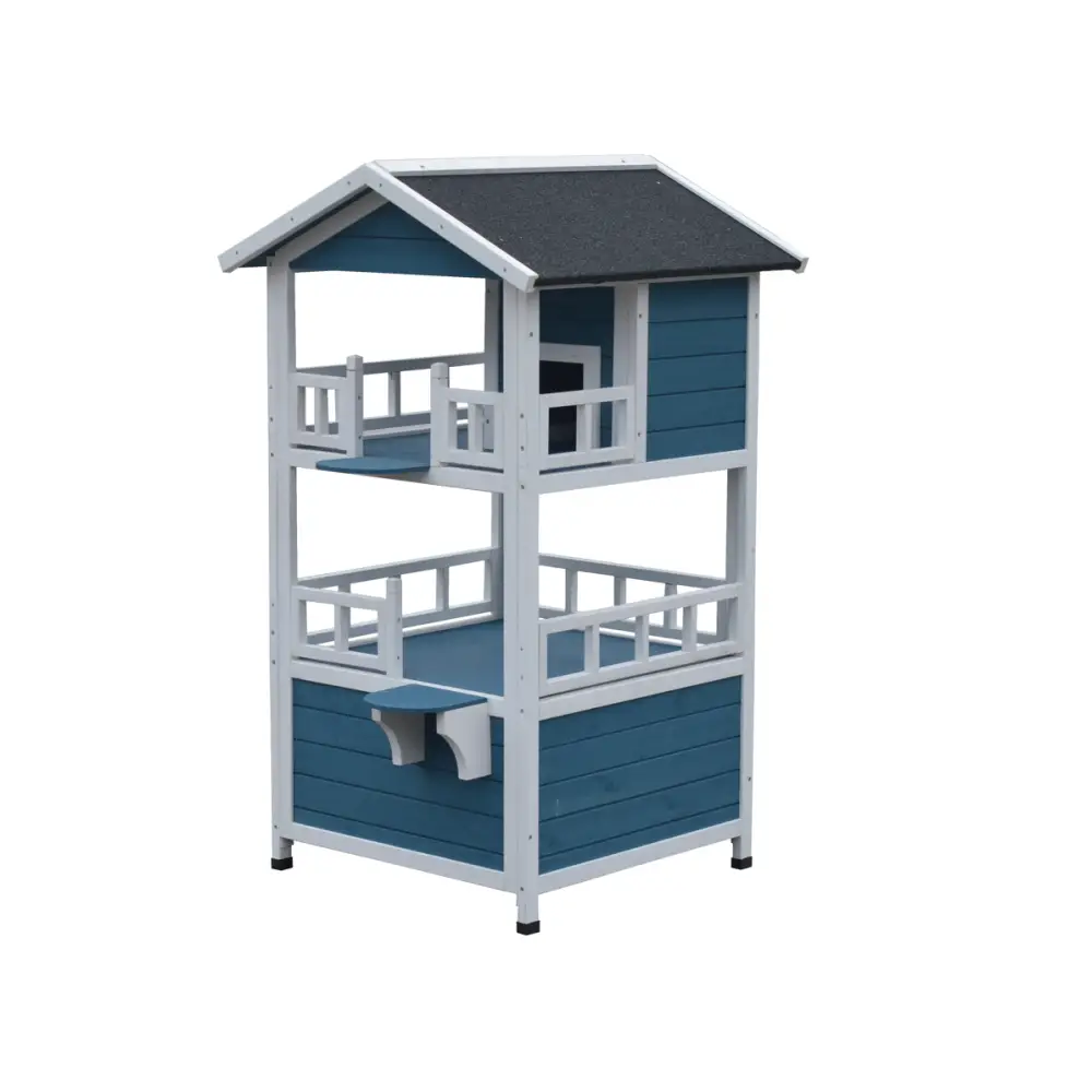 YES4PETS Double Story Cat Shelter Condo with Escape Door Rainproof Kitty House - Pet Care > Cat Supplies > Cat Furniture