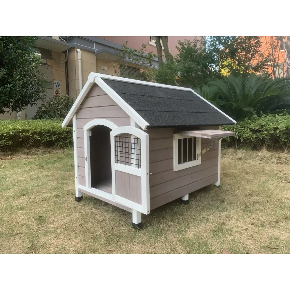 YES4PETS L Timber Pet Dog Kennel House Puppy Wooden Timber Cabin Grey - Pet Care > Dog Supplies > Dog Kennels