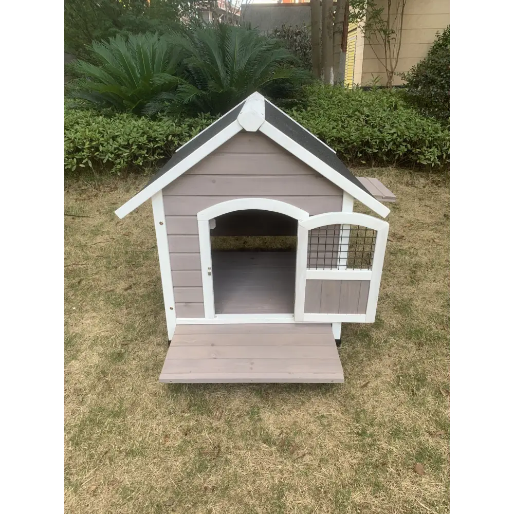 YES4PETS L Timber Pet Dog Kennel House Puppy Wooden Timber Cabin Grey - Pet Care > Dog Supplies > Dog Kennels