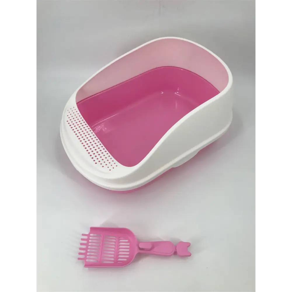 YES4PETS Large Deep Cat Toilet Litter Box Tray High Wall with Scoop Pink - Pet Care > Cat Supplies > Cat Litter