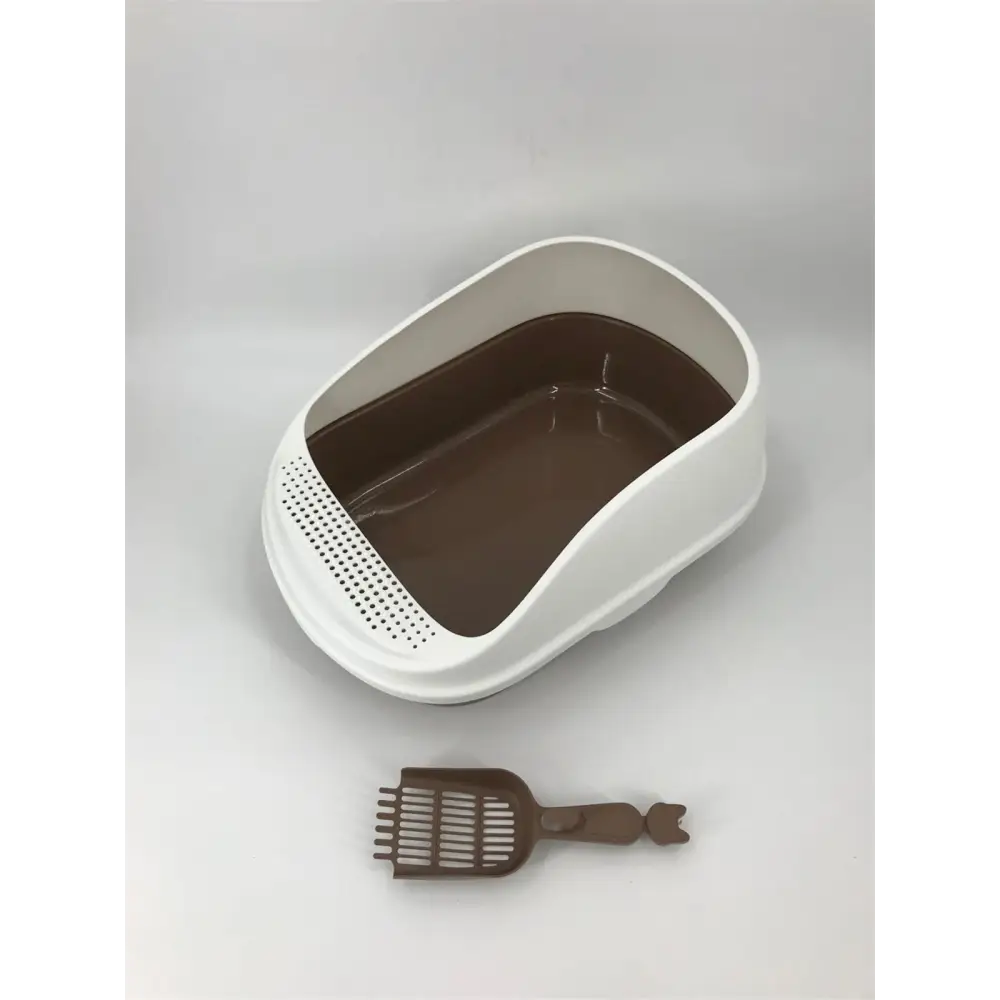 YES4PETS Large Deep Portable Cat Toilet Litter Box Tray with Scoop Brown - Pet Care > Cat Supplies > Cat Litter