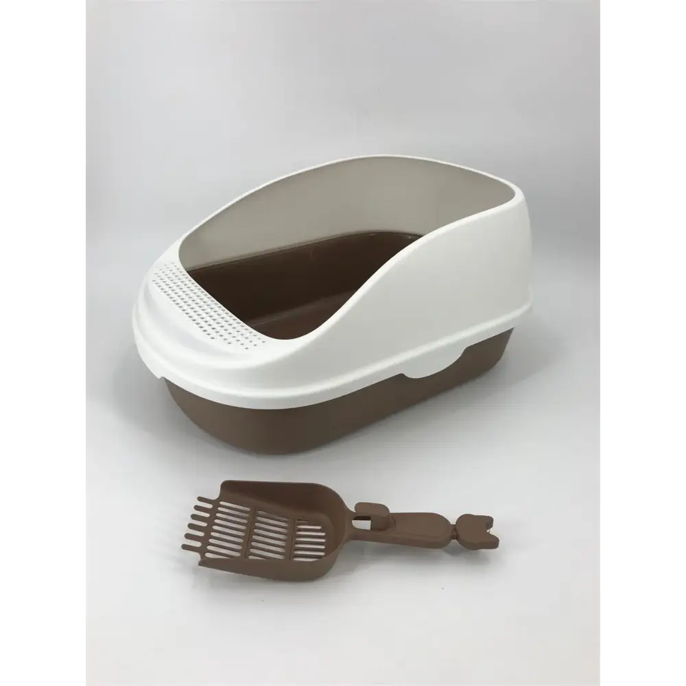 YES4PETS Large Deep Portable Cat Toilet Litter Box Tray with Scoop Brown - Pet Care > Cat Supplies > Cat Litter