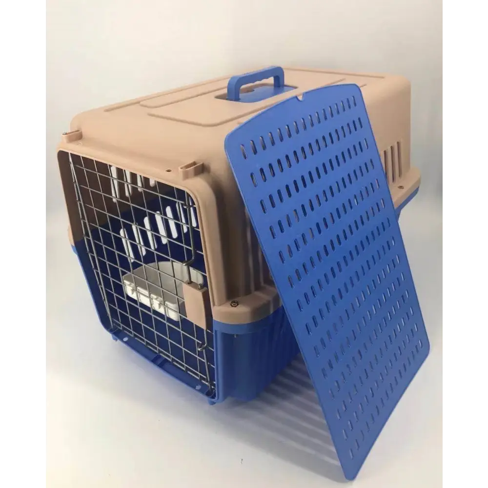 YES4PETS Large Dog Cat Crate Pet Carrier Rabbit Airline Cage With Tray And Bowl Blue - Pet Care > Cat Supplies > Cat