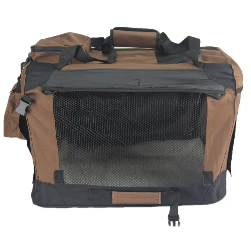 YES4PETS Large Fordable Pet Dog Puppy Soft Crate With Curtain-Brown - Pet Care > Dog Supplies > Dog Kennels