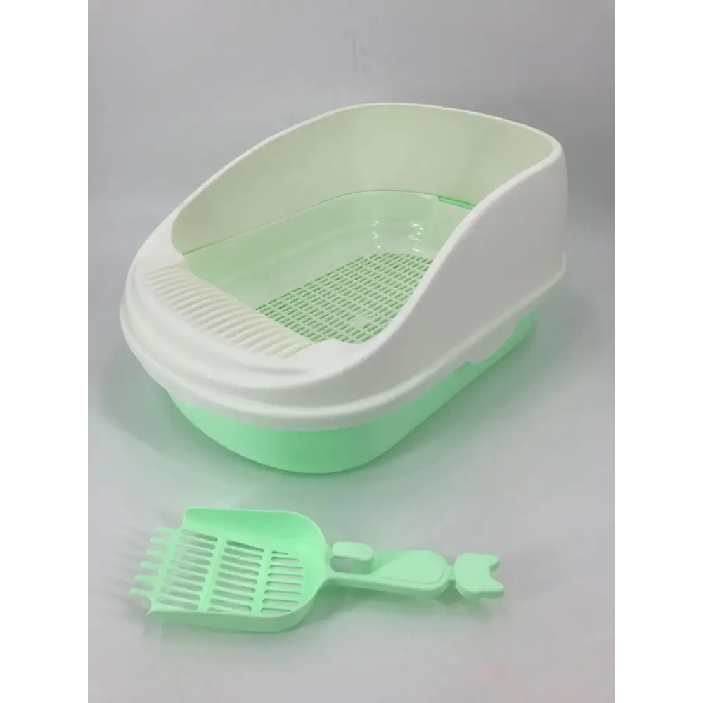 YES4PETS Large Portable Cat Toilet Litter Box Tray with Scoop and Grid Tray Green - Pet Care > Cat Supplies > Cat Litter