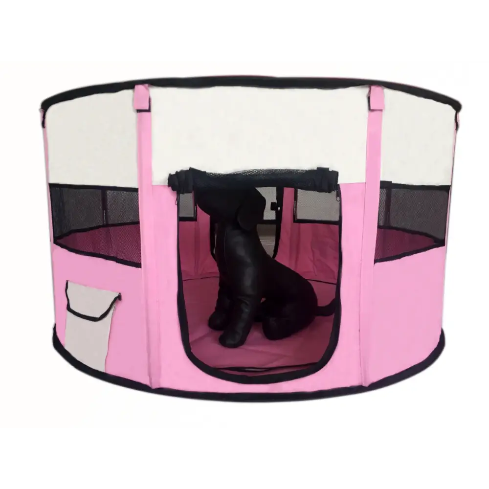 YES4PETS Large Round Portable Soft Playpen Dog Cat Rabbit Puppy Playpen-Pink - Pet Care > Dog Supplies > Dog Playpens &
