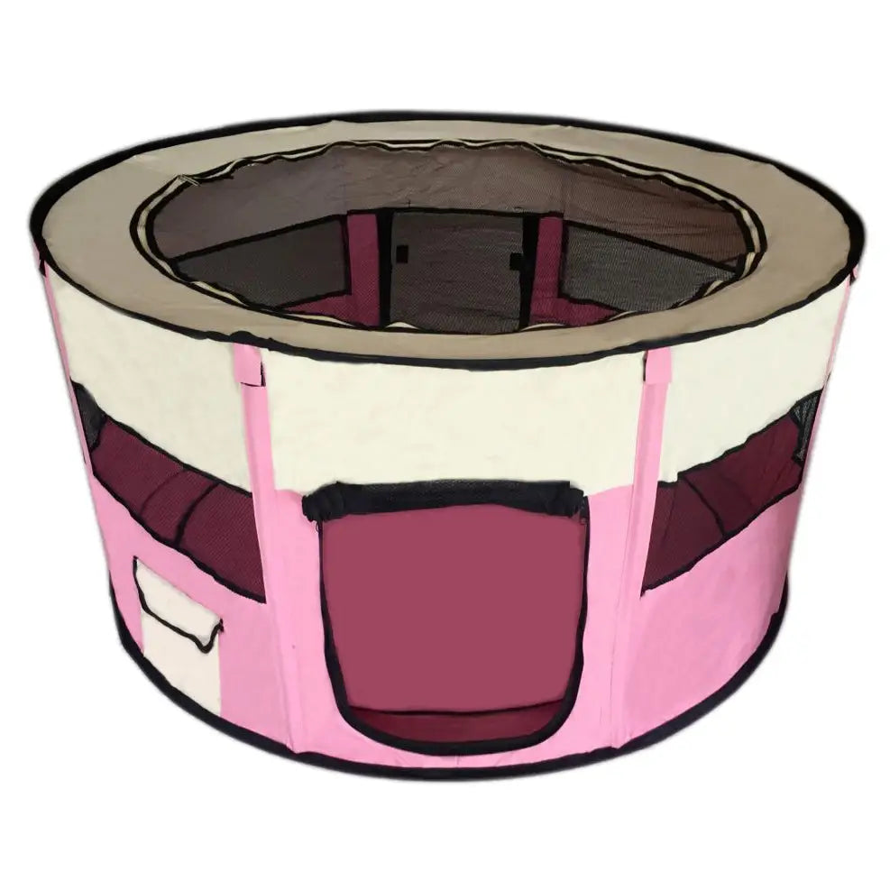 YES4PETS Large Round Portable Soft Playpen Dog Cat Rabbit Puppy Playpen-Pink - Pet Care > Dog Supplies > Dog Playpens &