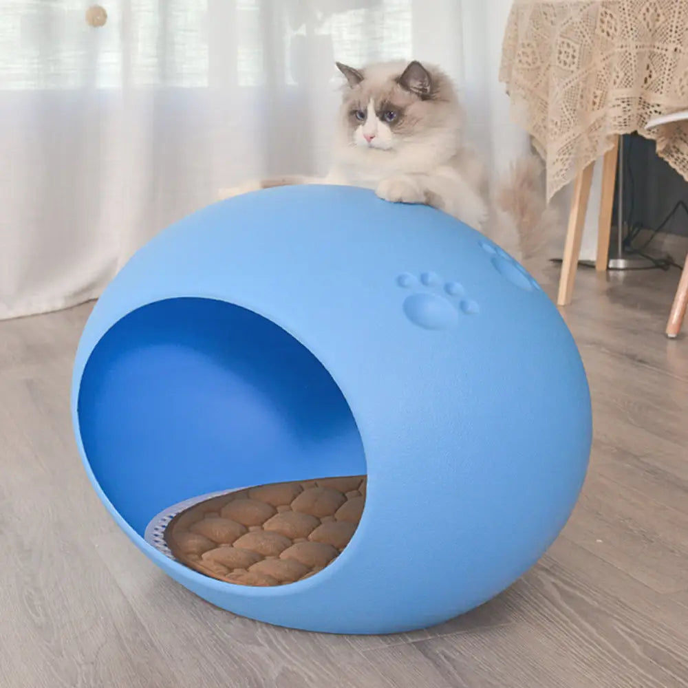 YES4PETS Medium Cave Cat Kitten Box Igloo Cat Bed House Dog Puppy House-Blue - Pet Care > Cat Supplies > Cat Furniture
