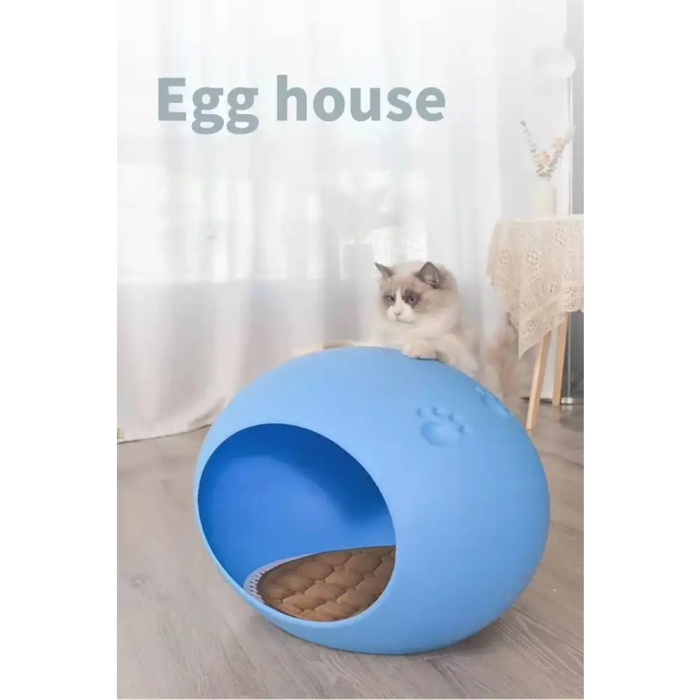 YES4PETS Medium Cave Cat Kitten Box Igloo Cat Bed House Dog Puppy House-Blue - Pet Care > Cat Supplies > Cat Furniture