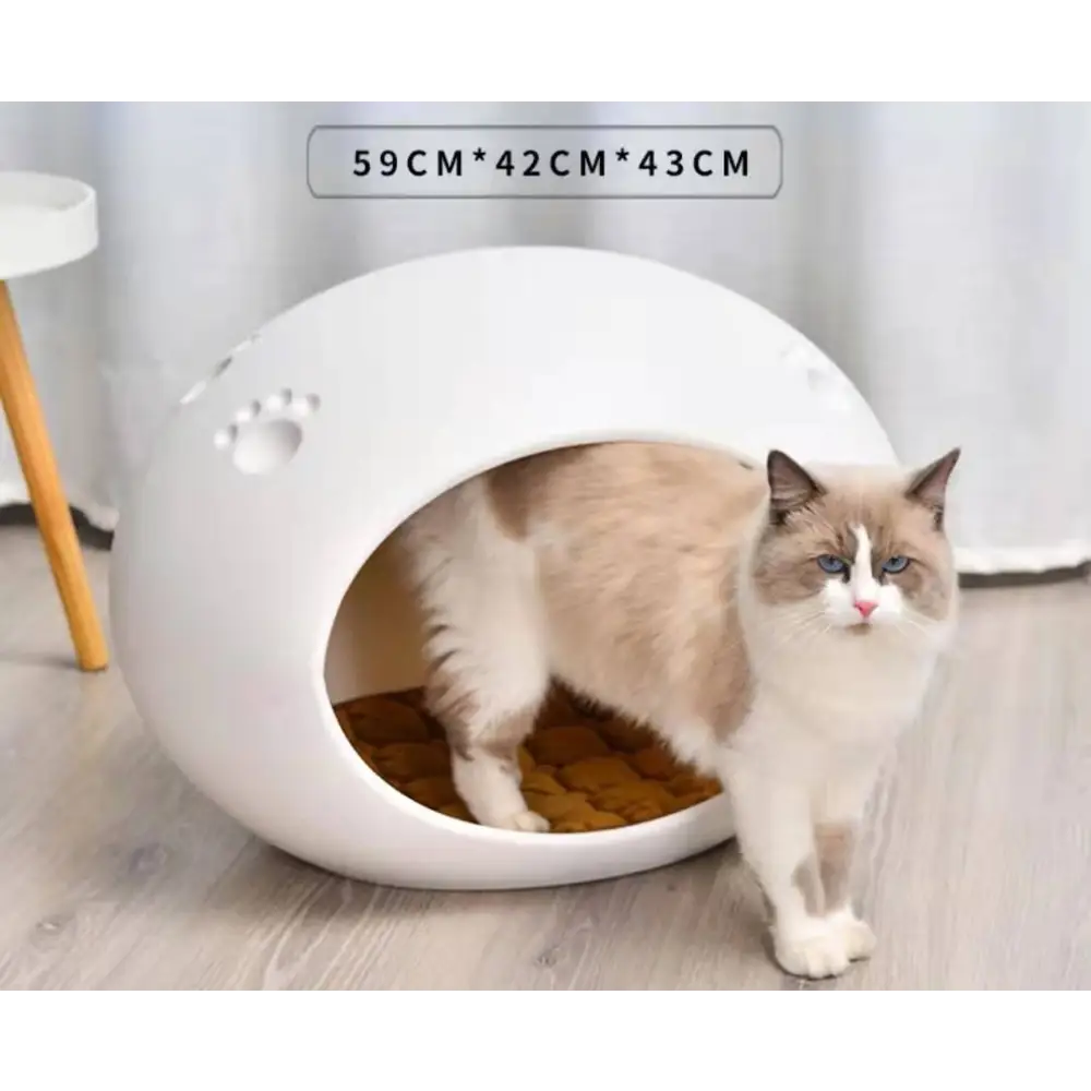 YES4PETS Medium Cave Cat Kitten Box Igloo Cat Bed House Dog Puppy House White - Pet Care > Cat Supplies > Cat Furniture