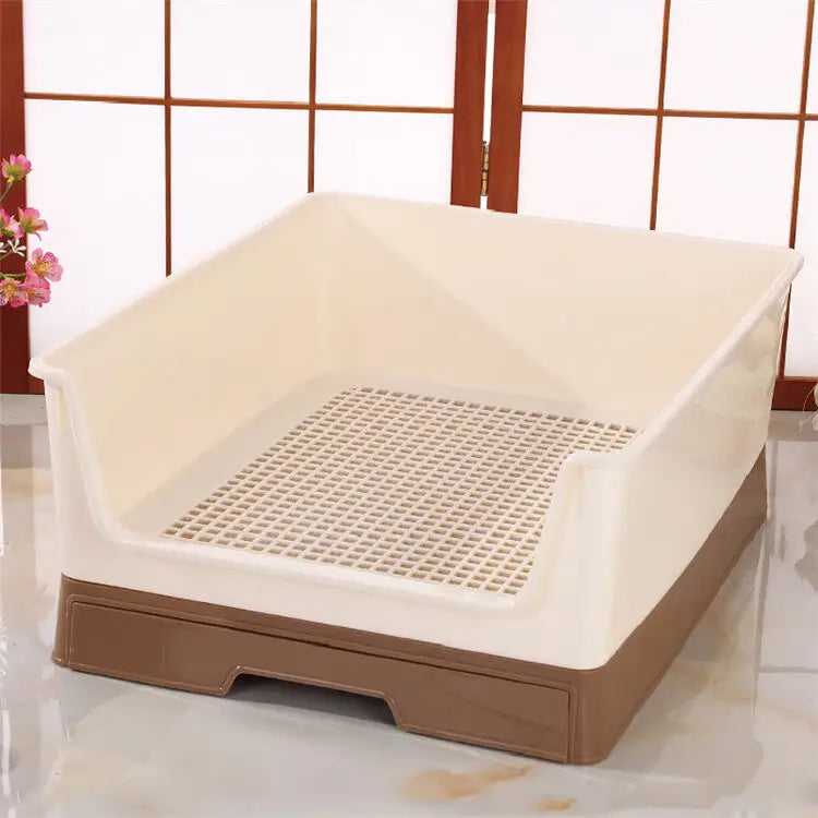 YES4PETS Medium Dog Potty Training Tray Pet Puppy Toilet Trays Loo Pad Mat With Wall Brown - Pet Care > Dog Supplies >