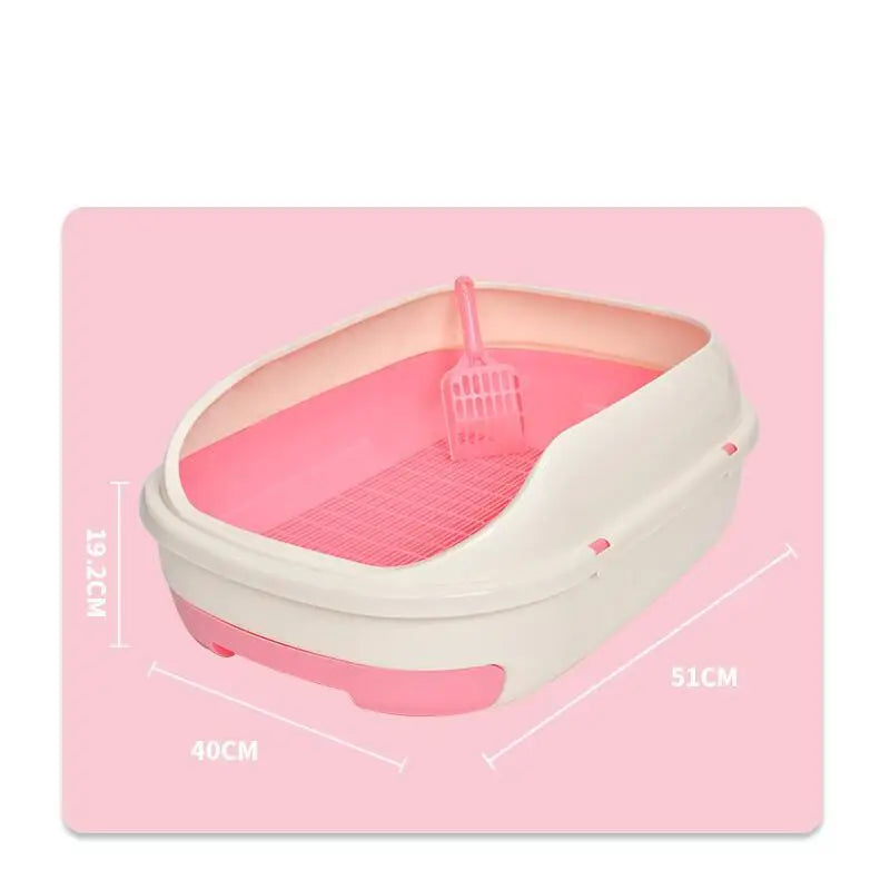 YES4PETS Medium Portable Cat Toilet Litter Box Tray with Scoop and Grid Tray-Pink - Pet Care > Cat Supplies > Cat Litter